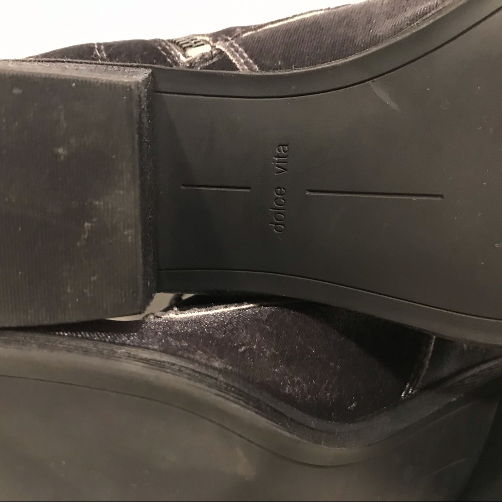 Dolce Vita Velvet Bardot Charcoal Combat Boots - Picture 7 of 8